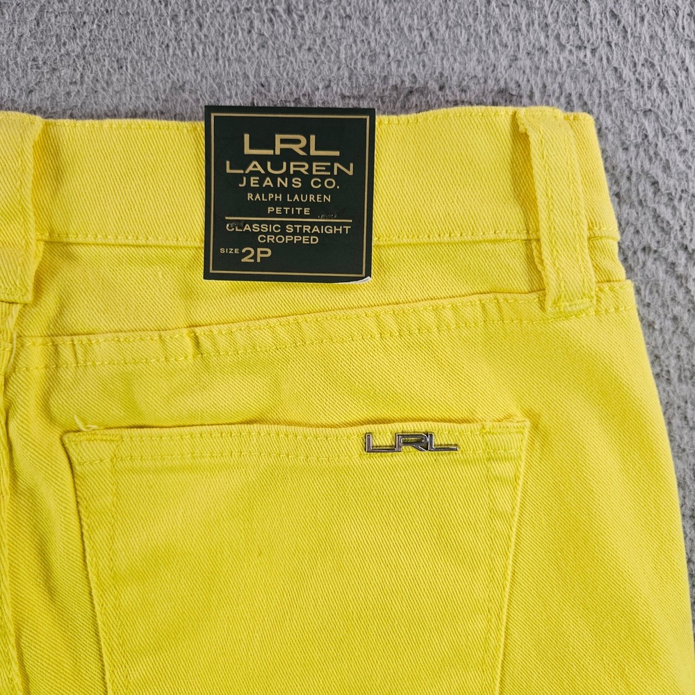 Lauren Ralph Lauren Yellow Classic Straight Cropped Slimming Jeans Petite 2P NEW